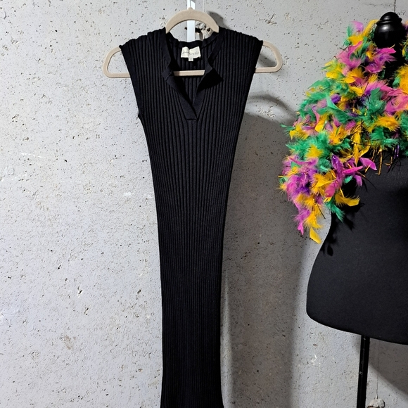#098 Sz XS Maxi Dress - Freshman1996  Black Ribbed Knit - Picture 11 of 14